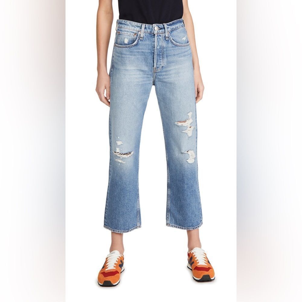 Rag & Bone Maya High Rise Distressed Ankle Straight Jeans In Amar Size 24